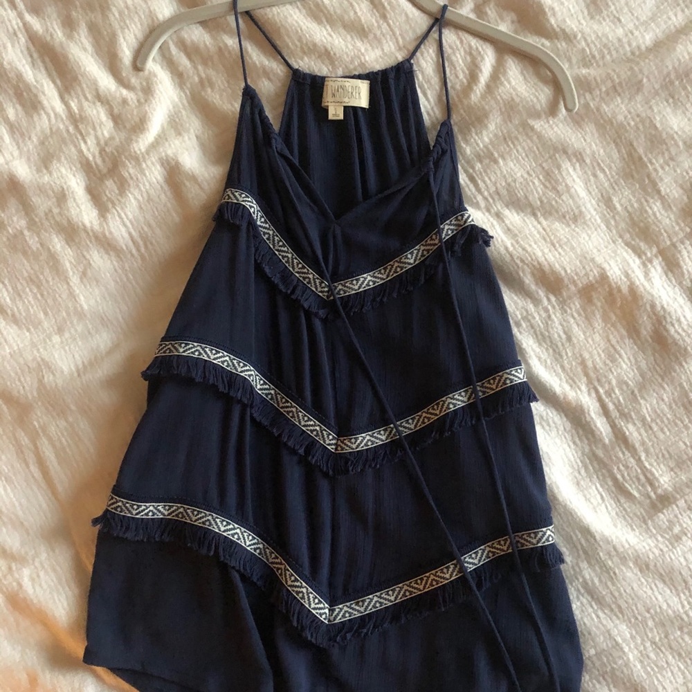 Fringe navy tank JCREW